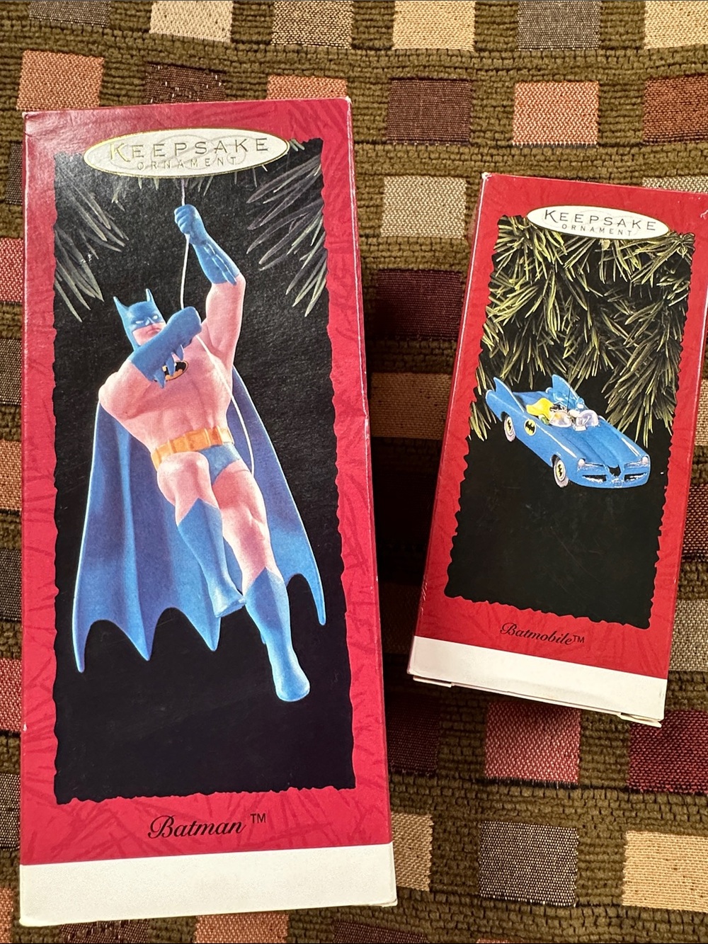 KEEPSAKE Batman and Batmobile Ornaments circa 1995